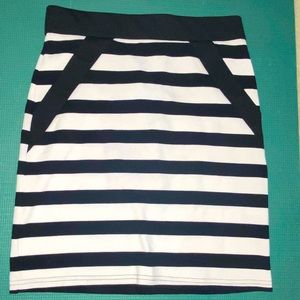A black & white stripped skirt